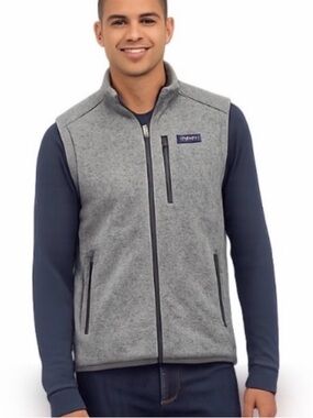 Patagonia Men's Heather Gray Full-Zip Fleece Vest 561